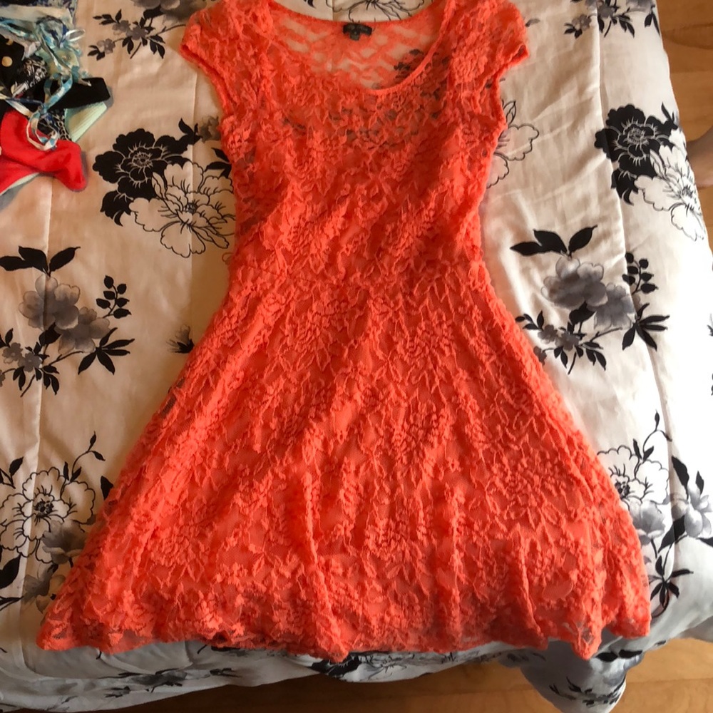 Orange lace dress (size M)